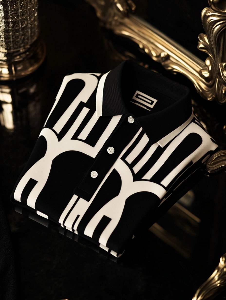 Men's Business Luxury Printed Button Short Sleeve Polo T-Shirt