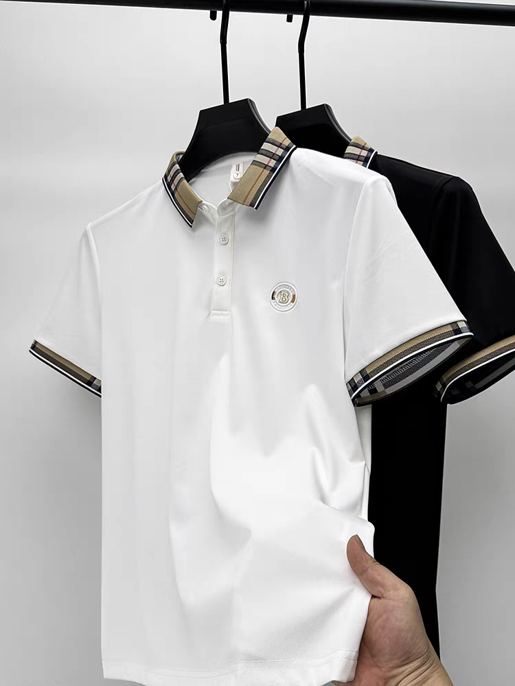 Elegant Plaid Emblem Polo T-Shirt