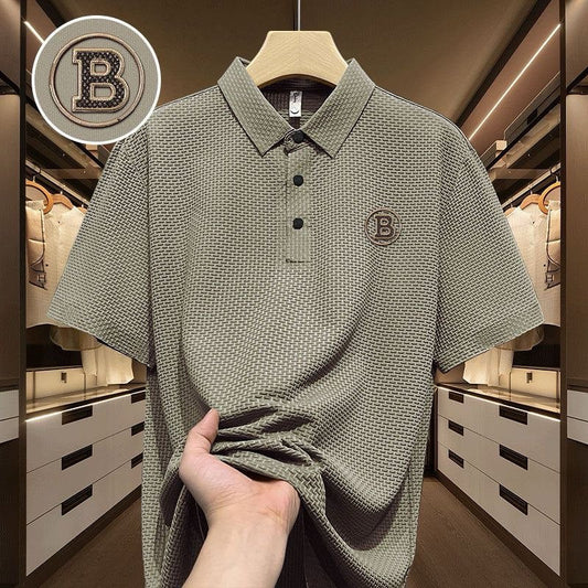 Elegant B Silk Texture T-Shirt for Men