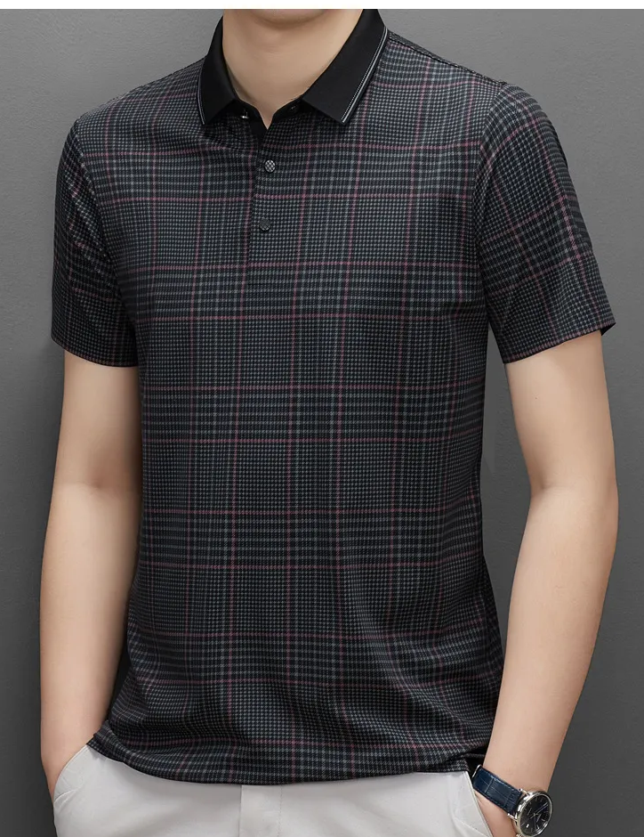 Monochrome Branded Plaid Polo Shirt