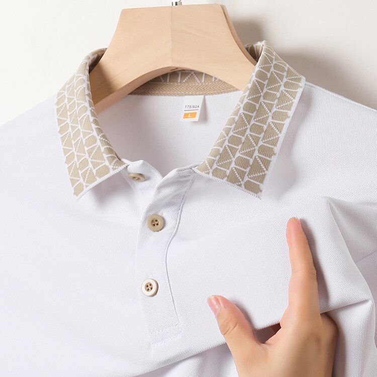 Geometric Grid Luxe Polo T-Shirt
