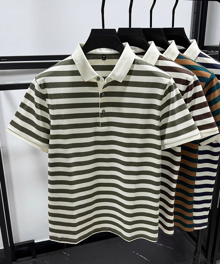 Urban Stripe Knit Polo T-Shirt