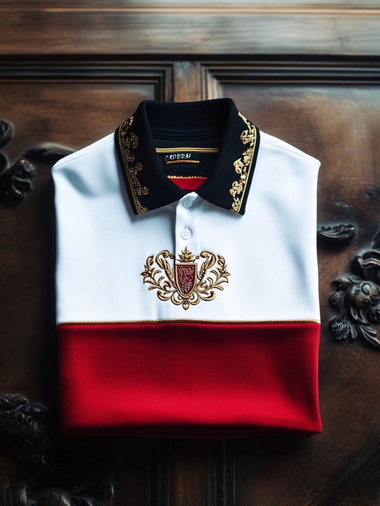 Men's Business Luxury Printed Button Short Sleeve Polo T-Shirt