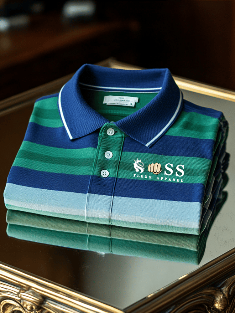 Men's Business Logo Button-Down Short Sleeve Polo T-Shirt