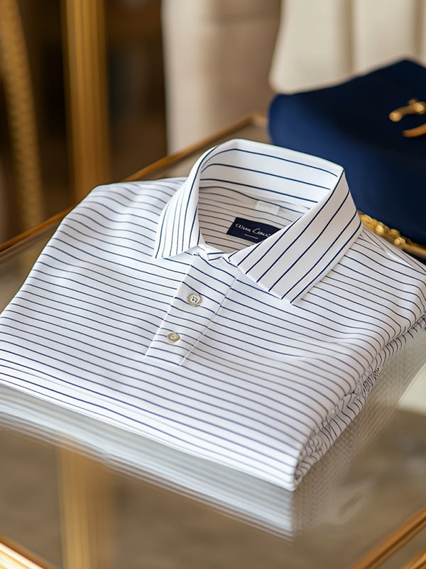 Men's Retro Business Stripe Print Half Sleeve Polo T-Shirt