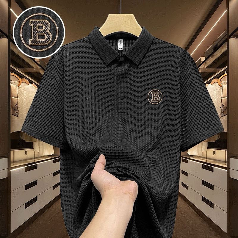 Elegant B Silk Texture T-Shirt for Men