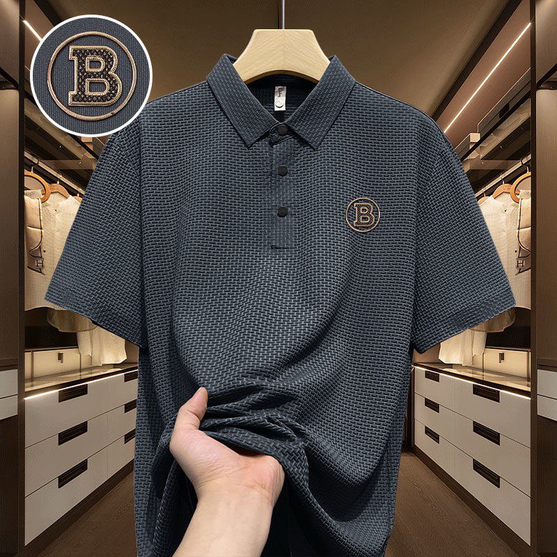 Elegant B Silk Texture T-Shirt for Men