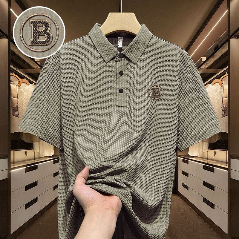 Elegant B Silk Texture T-Shirt for Men